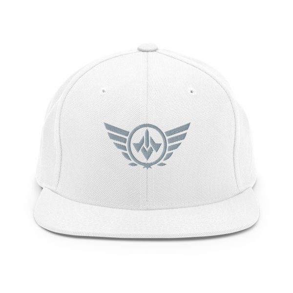 classic-snapback-white-front-68ba490626ffb.jpg Grey Embroidered Logo Snapback | Premium