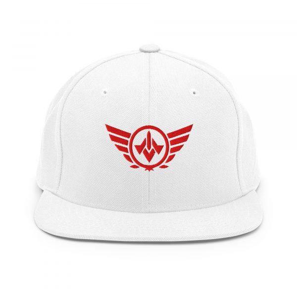 classic-snapback-white-front-68ba554b3436f.jpg Red Embroidered Logo Snapback | Premium