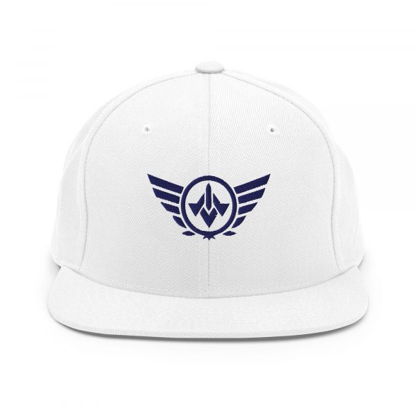 classic-snapback-white-front-68ba55b72e798.jpg Navy Embroidered Logo Snapback | Premium