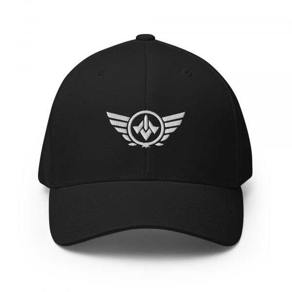 closed-back-structured-cap-black-front-68bb53ae49017.jpg White Embroidered Logo Structured Cap | Flexfit