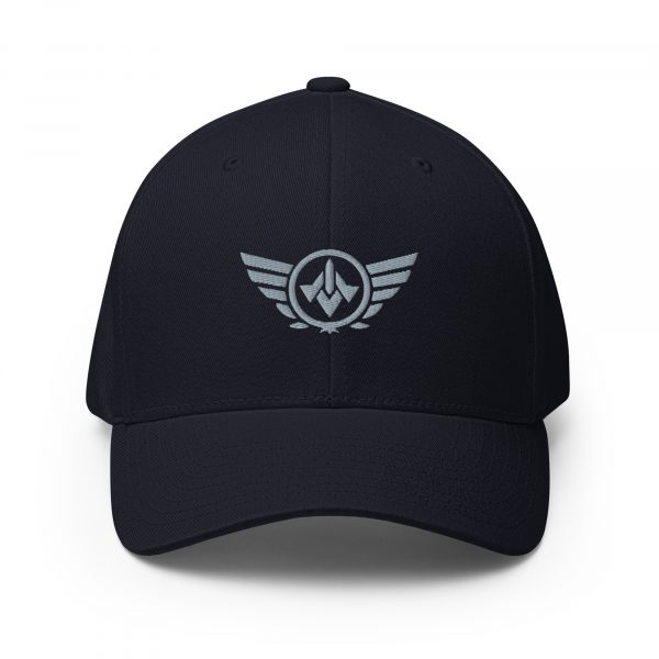 closed-back-structured-cap-dark-navy-front-68bb559f280de.jpg Grey Embroidered Logo Structured Cap | Flexfit