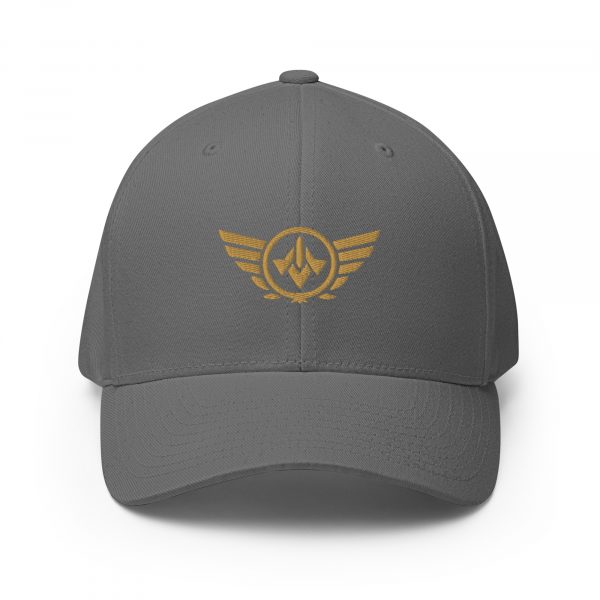 closed-back-structured-cap-grey-front-68bb55d13b5d7.jpg Old Gold Embroidered Logo Structured Cap | Flexfit