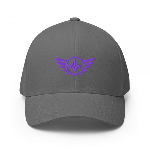 closed-back-structured-cap-grey-front-68bb5a1185e14.jpg Purple Embroidered Logo Structured Cap | Flexfit