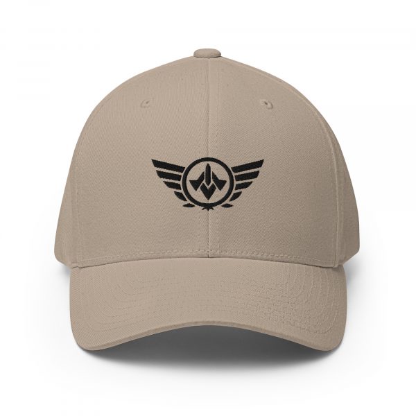 closed-back-structured-cap-khaki-front-68bb55513525a.jpg Black Embroidered Logo Structured Cap | Flexfit