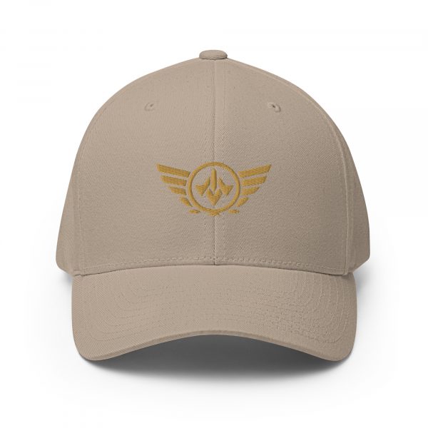 closed-back-structured-cap-khaki-front-68bb55d13c860.jpg Old Gold Embroidered Logo Structured Cap | Flexfit