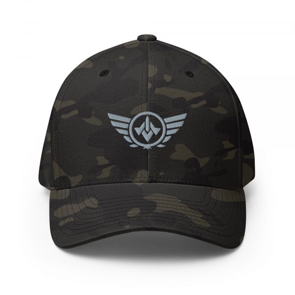 closed-back-structured-cap-multicam-black-front-68bb559f26c56.jpg Grey Embroidered Logo Structured Cap | Flexfit