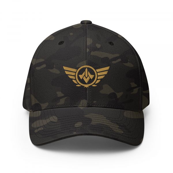 closed-back-structured-cap-multicam-black-front-68bb55d135245.jpg Old Gold Embroidered Logo Structured Cap | Flexfit