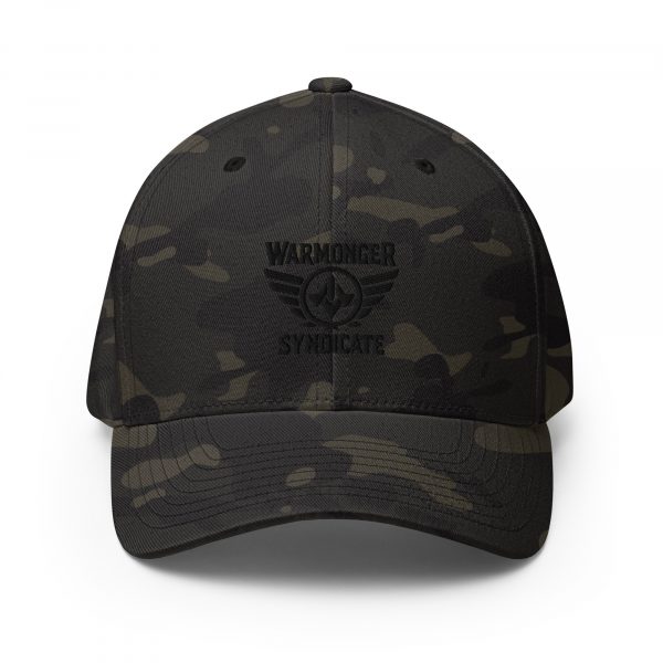 closed-back-structured-cap-multicam-black-front-68bb5b9a1387f.jpg Black Embroidered Brand Logo Structured Cap | Flexfit