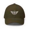 closed-back-structured-cap-olive-front-68bb53ae4bd0d.jpg White Embroidered Logo Structured Cap | Flexfit