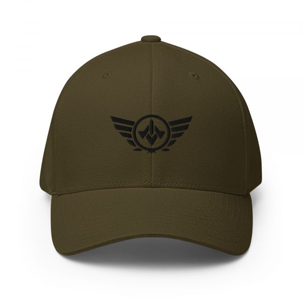 closed-back-structured-cap-olive-front-68bb555130b17.jpg Black Embroidered Logo Structured Cap | Flexfit