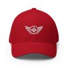 closed-back-structured-cap-red-front-68bb53ae4af6d.jpg White Embroidered Logo Structured Cap | Flexfit
