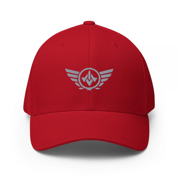 closed-back-structured-cap-red-front-68bb559f29978.jpg Grey Embroidered Logo Structured Cap | Flexfit