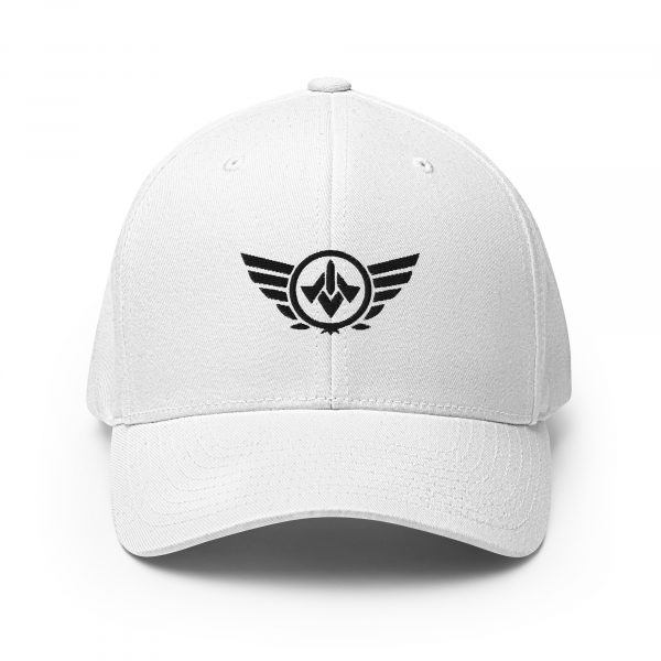 closed-back-structured-cap-white-front-68bb5551361eb.jpg Black Embroidered Logo Structured Cap | Flexfit