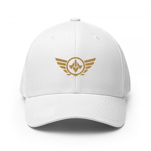 closed-back-structured-cap-white-front-68bb55d13dc84.jpg Old Gold Embroidered Logo Structured Cap | Flexfit