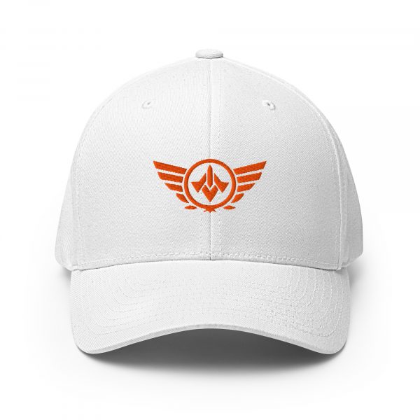 closed-back-structured-cap-white-front-68bb5776b5a32.jpg Orange Embroidered Logo Structured Cap | Flexfit