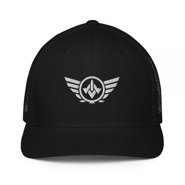 White Embroidered Logo Trucker Hat | Flexfit