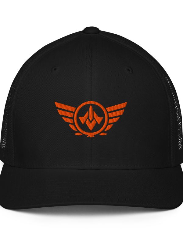 Orange Embroidered Logo Trucker Hat | Flexfit