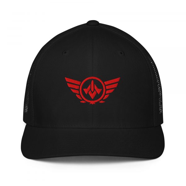 Red Embroidered Logo Trucker Hat | Flexfit