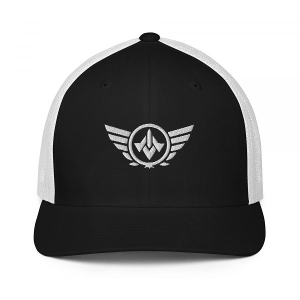White Embroidered Logo Trucker Hat | Flexfit