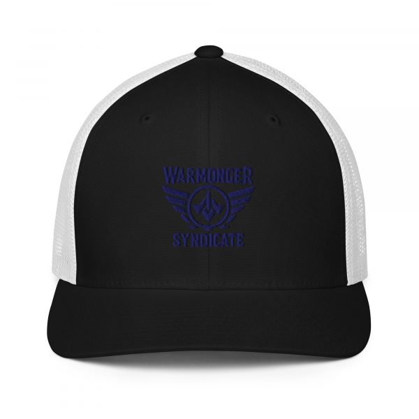 Navy Embroidered Brand Logo Trucker Hat | Flexfit
