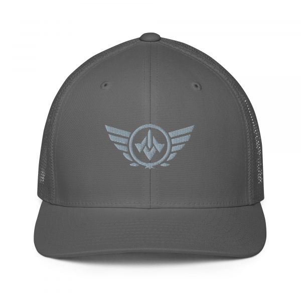 Grey Embroidered Logo Trucker Hat | Flexfit