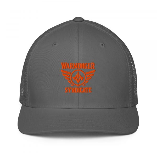 Orange Embroidered Brand Logo Trucker Hat | Flexfit