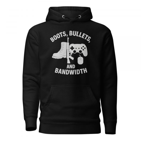 cotton-heritage-m2580-i-unisex-premium-pullover-hoodie-black-front-68c32e712e5ea.jpg Boots, Bullets, and Bandwidth Hoodie | Premium | 2-3X