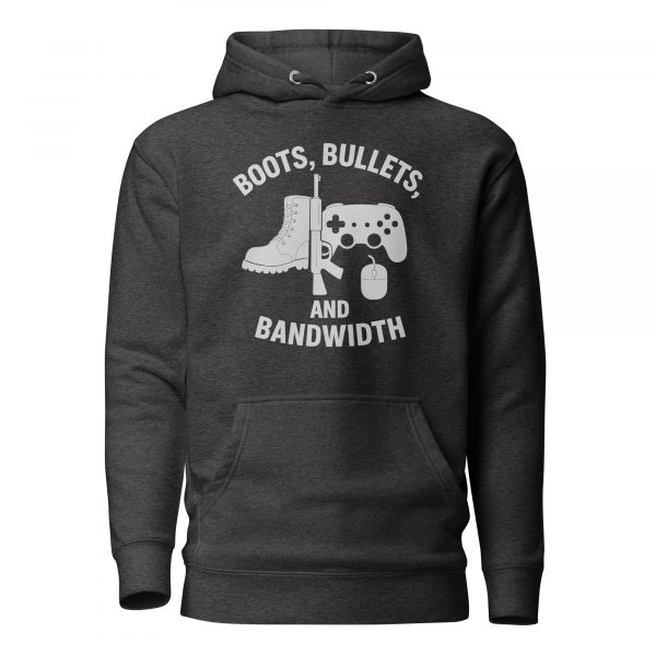 cotton-heritage-m2580-i-unisex-premium-pullover-hoodie-charcoal-heather-front-68c32e71341f8.jpg Boots, Bullets, and Bandwidth Hoodie | Premium | 2-3X