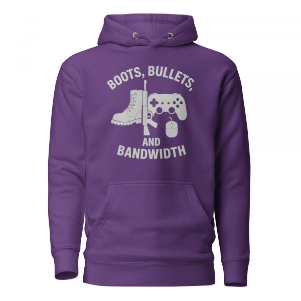 cotton-heritage-m2580-i-unisex-premium-pullover-hoodie-purple-front-68c32e713ebd0.jpg Boots, Bullets, and Bandwidth Hoodie | Premium | 2-3X