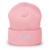 cuffed-beanie-baby-pink-front-68b7cc5f98132.jpg White Embroidered Logo Beanie | Dense Knit