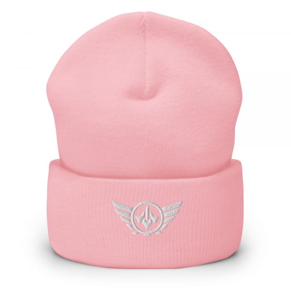 cuffed-beanie-baby-pink-front-68b7cc5f98132.jpg White Embroidered Logo Beanie | Dense Knit