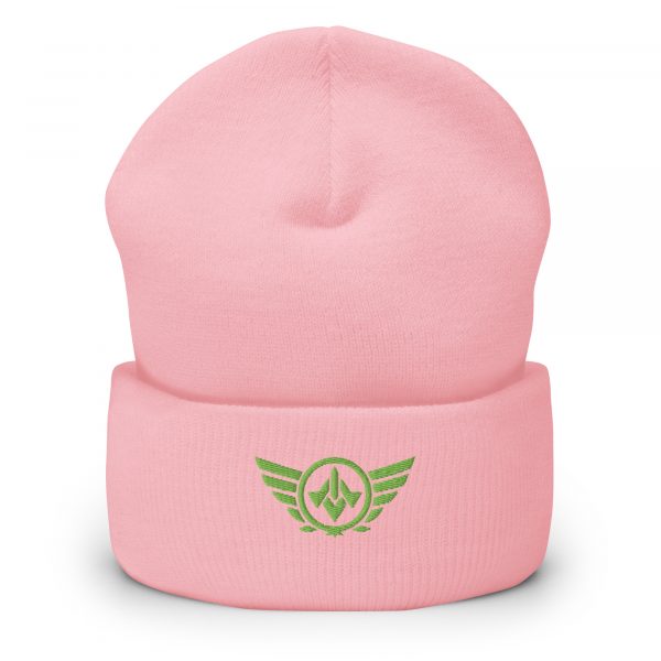cuffed-beanie-baby-pink-front-68b7cf823c59f.jpg Kiwi Green Embroidered Logo Beanie | Dense Knit