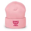 cuffed-beanie-baby-pink-front-68b7d7088e4c8.jpg Flamingo Embroidered Brand Logo Beanie | Dense Knit