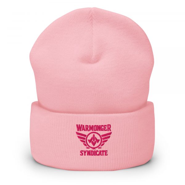cuffed-beanie-baby-pink-front-68b7d7088e4c8.jpg Flamingo Embroidered Brand Logo Beanie | Dense Knit