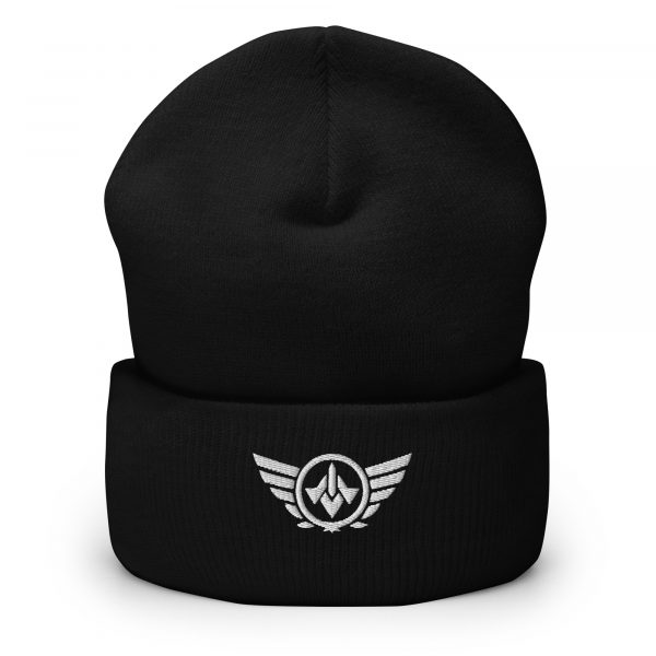 cuffed-beanie-black-front-68b7cc5f96553.jpg White Embroidered Logo Beanie | Dense Knit