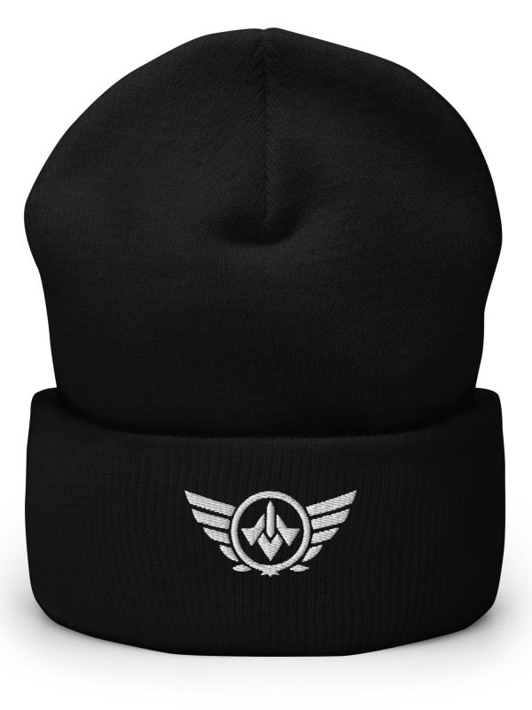 cuffed-beanie-black-front-68b7cc5f96553.jpg White Embroidered Logo Beanie | Dense Knit