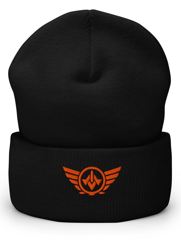 cuffed-beanie-black-front-68b7cd5495e66.jpg Orange Embroidered Logo Beanie | Dense Knit