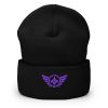 Purple Embroidered Logo Beanie | Dense Knit