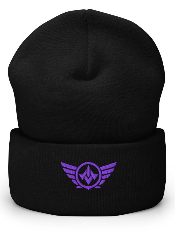 cuffed-beanie-black-front-68b7cf21d974b.jpg Purple Embroidered Logo Beanie | Dense Knit