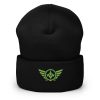 cuffed-beanie-black-front-68b7cf823b071.jpg Kiwi Green Embroidered Logo Beanie | Dense Knit