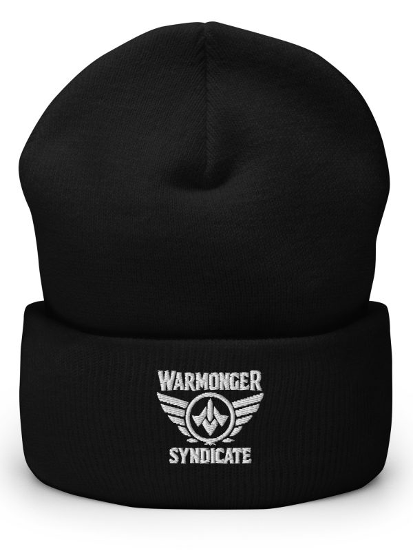 cuffed-beanie-black-front-68b7cfb5de506.jpg White Embroidered Brand Logo Beanie | Dense Knit