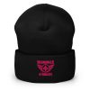 cuffed-beanie-black-front-68b7d7088d449.jpg Flamingo Embroidered Brand Logo Beanie | Dense Knit