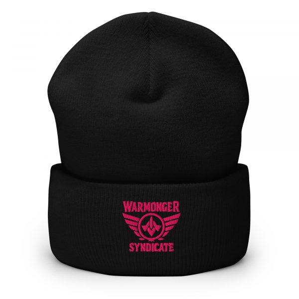 cuffed-beanie-black-front-68b7d7088d449.jpg Flamingo Embroidered Brand Logo Beanie | Dense Knit