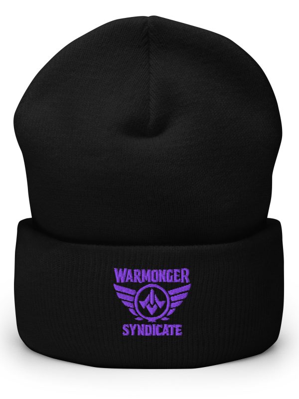 cuffed-beanie-black-front-68b7d8f913714.jpg Purple Embroidered Brand Logo Beanie | Dense Knit