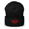 Red Embroidered Logo Beanie | Dense Knit