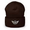 cuffed-beanie-brown-front-68b7cc5f976f8.jpg White Embroidered Logo Beanie | Dense Knit