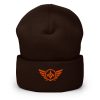 Orange Embroidered Logo Beanie | Dense Knit