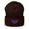 Purple Embroidered Logo Beanie | Dense Knit