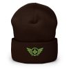 cuffed-beanie-brown-front-68b7cf823bff5.jpg Kiwi Green Embroidered Logo Beanie | Dense Knit