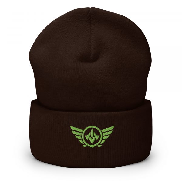 cuffed-beanie-brown-front-68b7cf823bff5.jpg Kiwi Green Embroidered Logo Beanie | Dense Knit